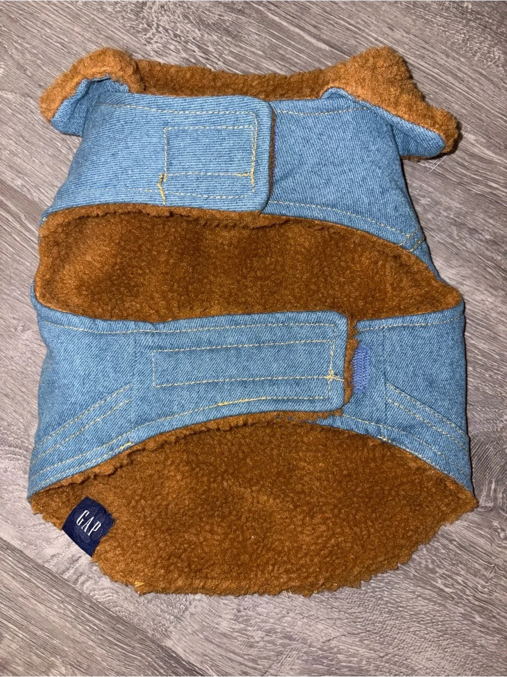 GAP Denim Pet Coat with Brown Sherpa Lined